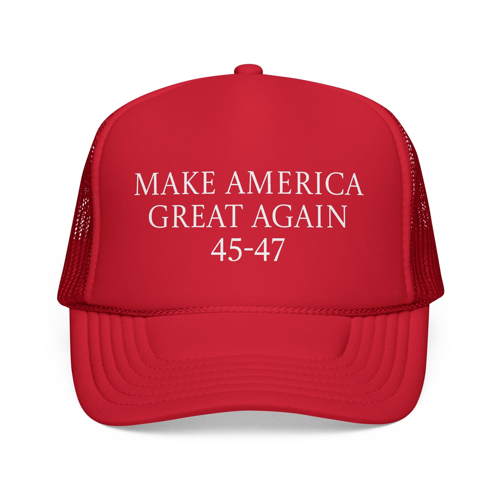 Trucker Cap — "Make America Great Again 45-47" Red Mesh Hat